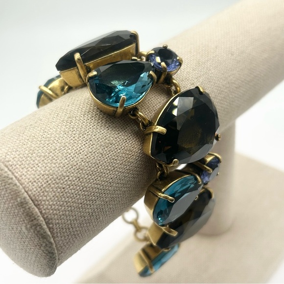 J. Crew Brown and Blue Jeweled Teardrop Bracelet - Picture 1 of 5